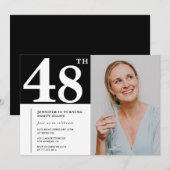 白黒写真 48歳の誕生日招待状 招待状 (正面/裏面)
