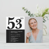 白黒写真 53歳 誕生日 招待状 (スタンド正面)