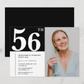 白黒写真 56歳の誕生日招待状 招待状 (正面/裏面)