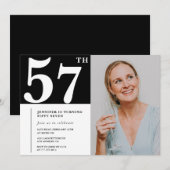白黒写真 57歳の誕生日招待状 招待状 (正面/裏面)