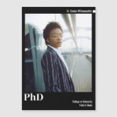 白黒写真PhD卒業発表 マグネット招待状 (正面)