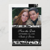 白黒写真Save the Date 結婚's Postcard 案内ポストカード (正面/裏面)