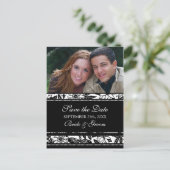 白黒写真Save the Date 結婚's Postcard 案内ポストカード (スタンド正面)