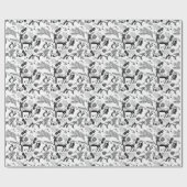 白黒冬林動物クリスマス ラッピングペーパー (フラット)