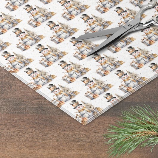 白黒冬雪だるまクリスマス 薄葉紙