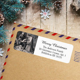 白黒出生キリスト教カトリックのクリスマス ラベル