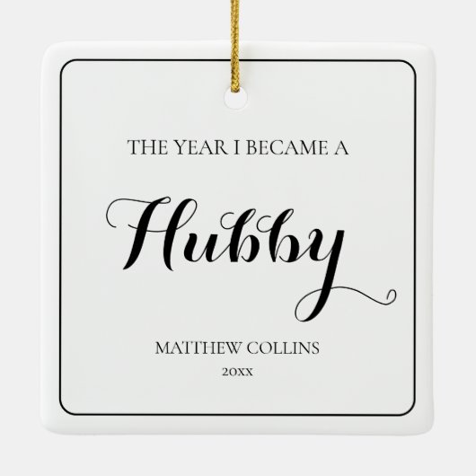 白黒初めてのクリスマスシンプル夫 セラミックオーナメント (裏面)