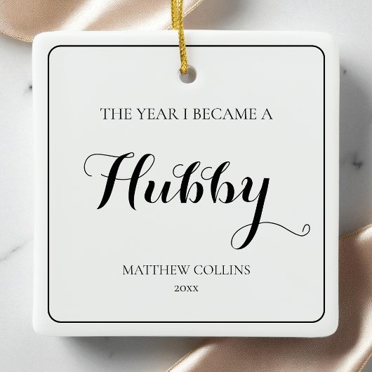 白黒初めてのクリスマスシンプル夫 セラミックオーナメント