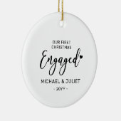 白黒初めてのクリスマス婚約した写真の名前 セラミックオーナメント (右)