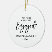 白黒初めてのクリスマス婚約した写真の名前 セラミックオーナメント (左)