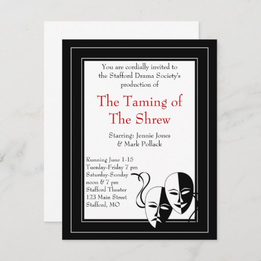 白黒劇と演劇招待状 招待状 (正面/裏面)