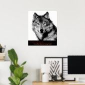 白黒勇気引用文ウルフアイポスター ポスター (ホームオフィス)