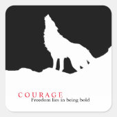 白黒勇気引用文ウルフ スクエアシール (正面)