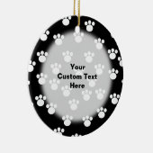 白黒動物の足のプリントパターン セラミックオーナメント (右)