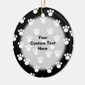 白黒動物の足のプリントパターン セラミックオーナメント (左)