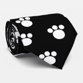 白黒動物の足のプリントパターン ネクタイ (ロール)