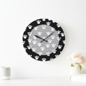 白黒動物の足のプリントパターン ラージ壁時計 (ホーム)