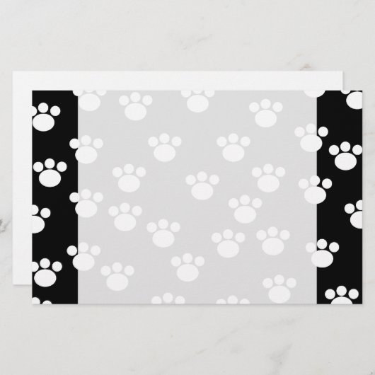 白黒動物の足のプリントパターン 便箋 (正面/裏面)