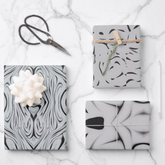 白黒包み紙 ラッピングペーパーシート