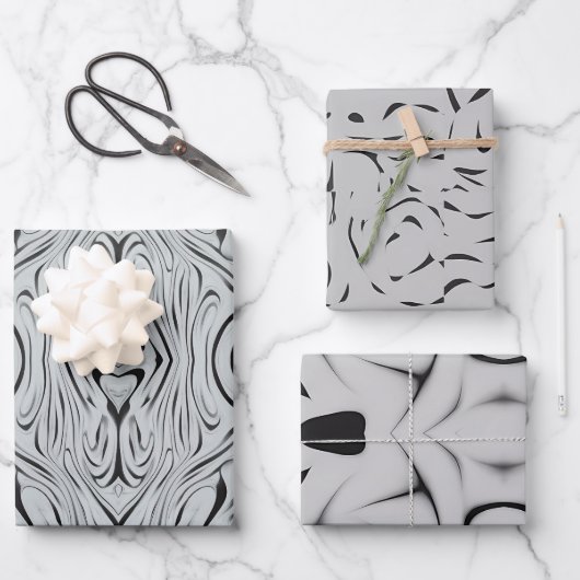 白黒包み紙 ラッピングペーパーシート (正面)