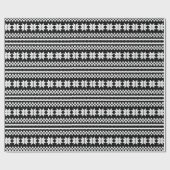 白黒北欧のクリスマスのセーターパターン ラッピングペーパー (フラット)