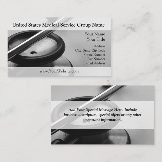 白黒医学の聴診器 名刺 (正面/裏面)