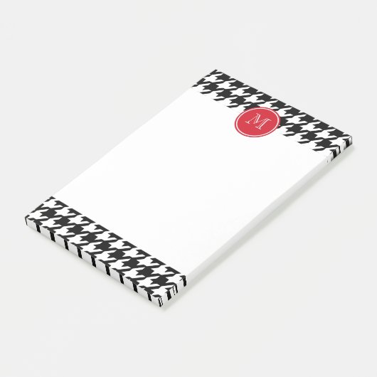 白黒千鳥格子ので赤いモノグラム ポストイット (アングル)