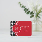 白黒千鳥格子ので赤いモノグラム 名刺 (スタンド正面)