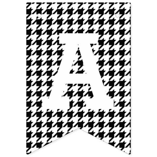 白黒千鳥格子のなハッピーバースデー バンティングフラッグ (第3の旗)