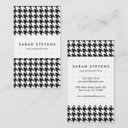 白黒千鳥格子のなパターン 名刺 (正面/裏面)