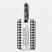 白黒千鳥格子の装飾美術パターン ラゲッジタグ (裏面縦)