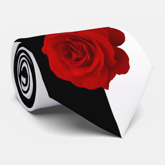 白黒半々の赤いバラ ネクタイ (ロール)