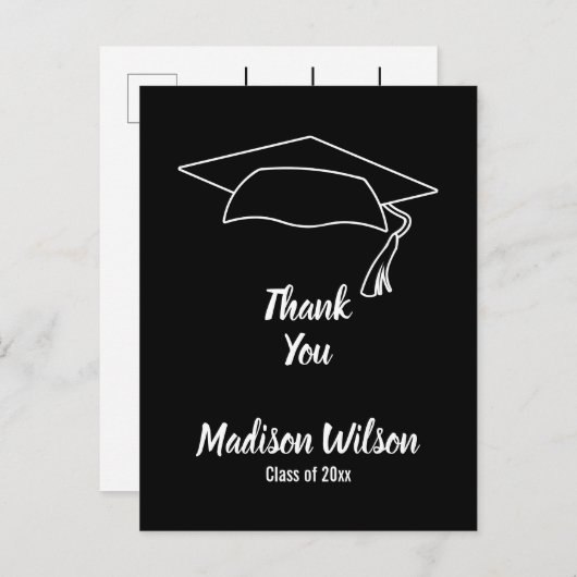 白黒卒業ありがとう 案内ポストカード (正面/裏面)
