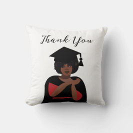白黒卒業にこにこやかな女性 クッション