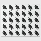 白黒卒業の帽子の包装紙 ラッピングペーパー (フラット)