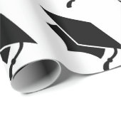 白黒卒業の帽子の包装紙 ラッピングペーパー (ロールコーナー)