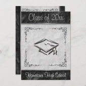 白黒卒業の招待状 招待状 (正面/裏面)