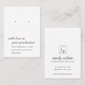 白黒卒業イヤリング表示カード プレイスカード (正面/裏面)