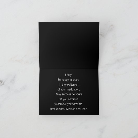 白黒卒業エレガントおめでとう サンキューカード (内部)