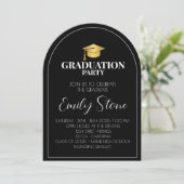白黒卒業エレガントの招待状 招待状 (スタンド正面)