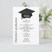 白黒卒業カジュアルパーティーのディナーメニュー 招待状 (スタンド正面)