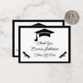 白黒卒業カスタマイズありがとう ノートカード (正面/裏面インサイチュ)