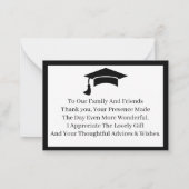 白黒卒業カスタマイズありがとう ノートカード (裏面)