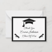 白黒卒業カスタマイズありがとう ノートカード (正面)