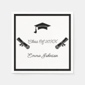 白黒卒業カスタム紙 スタンダードカクテルナプキン (正面)