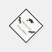 白黒卒業カスタム紙 スタンダードカクテルナプキン (角)