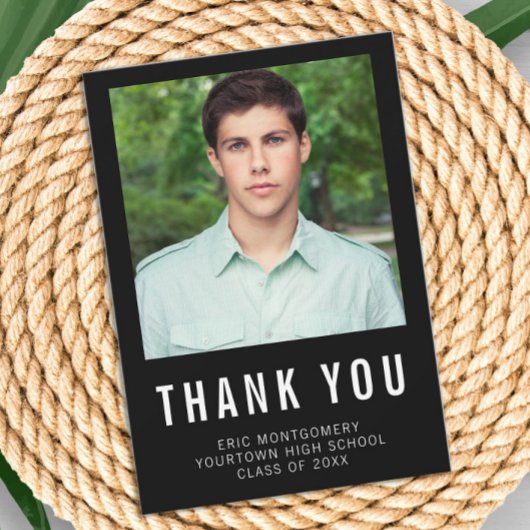 白黒卒業サンキューフォト サンキューカード