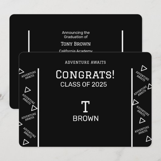 白黒卒業パーソナライズされた 招待状 (正面/裏面)