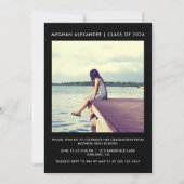 白黒卒業パーティーの写真 招待状 (正面)