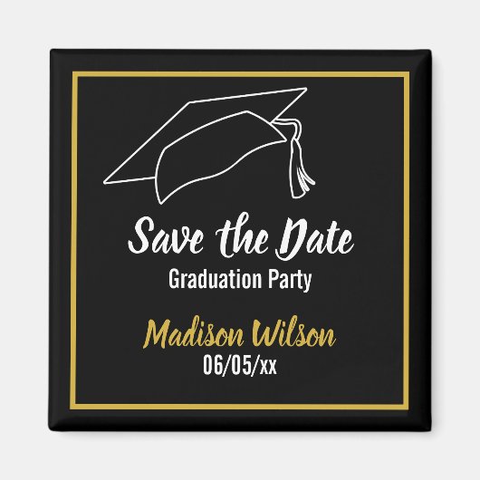 白黒卒業パーティーをセーブ マグネット (正面)